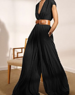 V Neck Wide-leg Jumpsuit